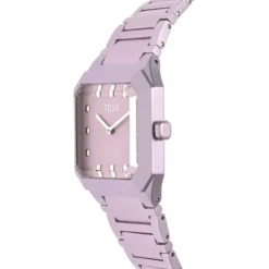 Reloj analógico con brazalete de aluminio rosa Karat Squared