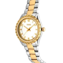 Reloj analógico con brazalete de acero y acero IPG dorado TOUS T-Bear Kdt