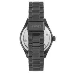 Reloj analógico con brazalete de acero IP negro y cristales T-Logo