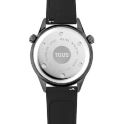 Reloj analógico con correa de silicona negra y caja de acero IP gris TOUS Now