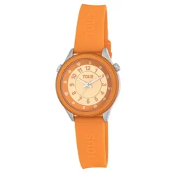 Reloj analógico naranja de acero Mini Self Time