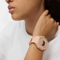 Reloj analógico/digital de acero IPRG nude con brazalete de nylon rosa Bet