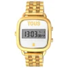 Reloj digital con brazalete de acero IP dorado D-Logo