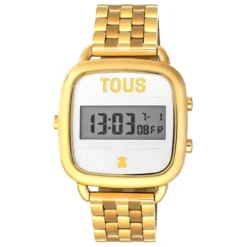 Reloj digital con brazalete de acero IP dorado D-Logo