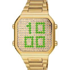 Reloj digital con brazalete de acero IPG dorado y caja con leds D-BEAR