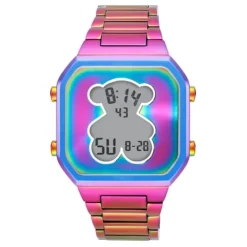 Reloj digital con brazalete de acero IP iridscente D-Bear