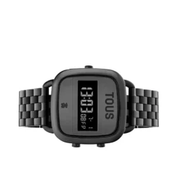 Reloj digital con brazalete de acero IP negro D-Logo