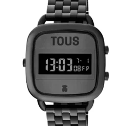 Reloj digital con brazalete de acero IP negro D-Logo