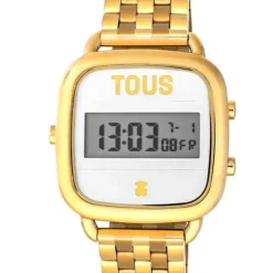 Reloj digital con brazalete de acero IP dorado D-Logo