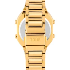 Reloj digital con brazalete de acero IPG dorado y zirconitas D-BEAR