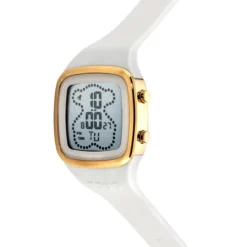 Reloj digital con correa de silicona en color blanco y caja de acero IPG dorado TOUS B-Time