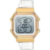 Reloj digital de policarbonato transparente y acero IPG dorado D-BEAR Fresh