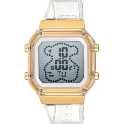 Reloj digital de policarbonato transparente y acero IPG dorado D-BEAR Fresh
