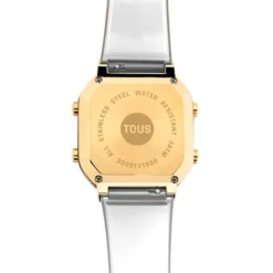 Reloj digital de policarbonato transparente y acero IPG dorado D-BEAR Fresh