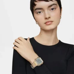 Reloj digital de policarbonato transparente y acero IPG dorado D-BEAR Fresh