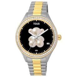 Reloj smartwatch con brazalete de acero, acero IP dorado y zirconias blancas T-Shine Connect