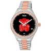 Reloj smartwatch con brazalete de acero, acero IP rosado y zirconias blancas T-Shine Connect