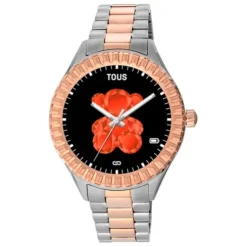 Reloj smartwatch con brazalete de acero y acero IP rosado T-Bear Connect