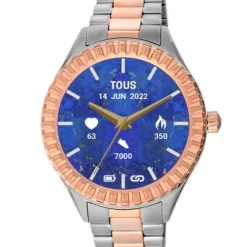 Reloj smartwatch con brazalete de acero y acero IP rosado T-Bear Connect