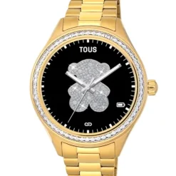 Reloj smartwatch con brazalete de acero IP dorado y zirconias blancas T-Shine Connect