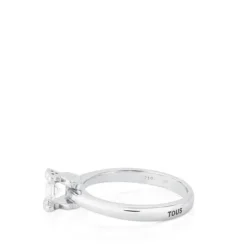 Solitario de oro blanco con diamante motivos oso Sweet Diamonds