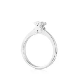 Solitario de oro blanco con diamante motivos oso Sweet Diamonds