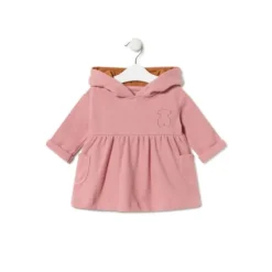 Vestido de bebé niña con capucha Geome rosa