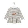 Vestido de niña a rayas con oso Grey crudo